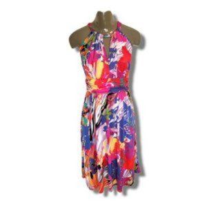 Suzi Chin Women's Multicolor Sleeveless Fit & Flare Knee Length Dress Size 6